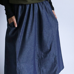 最終SALE ７９cm丈  甘織DENIM デニム フレアスカート パッチワーク スカート  F53 7枚目の画像
