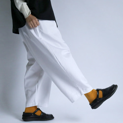 MORE SALE　８７ｃｍ丈 チノクロス コットン100％バルーン ボールパンツ ゆったりパンツ 白パンツ F56B 3枚目の画像
