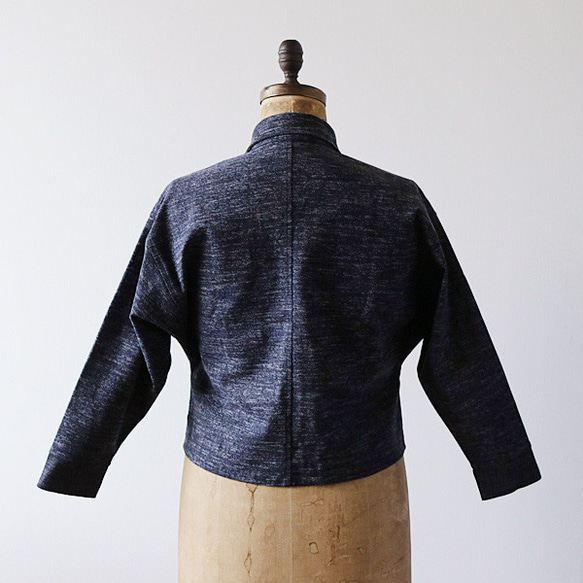 MORE SALE　ジャガード織りデニム生地 コットン ドルマンスリーブ ジャケット 羽織り  F61B 10枚目の画像