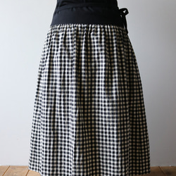 SALE　ウエストsize自由自在 cotton100%ギンガムチェック柄 巻きスカート F72A 3枚目の画像
