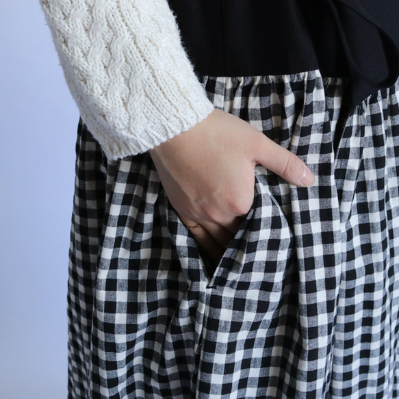 SALE　ウエストsize自由自在 cotton100%ギンガムチェック柄 巻きスカート F72A 5枚目の画像