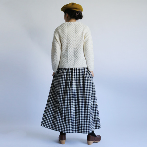 SALE　ウエストsize自由自在 cotton100%ギンガムチェック柄 巻きスカート F72A 7枚目の画像
