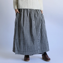 SALE　ウエストsize自由自在 cotton100%ギンガムチェック柄 巻きスカート F72A 8枚目の画像