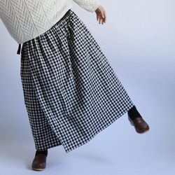 SALE　ウエストsize自由自在 cotton100%ギンガムチェック柄 巻きスカート F72A 10枚目の画像