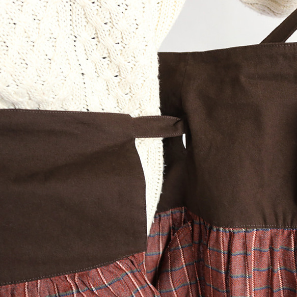 SALE　ウエストsize自由自在  cotton100%チェック柄 巻きスカート F72C 4枚目の画像