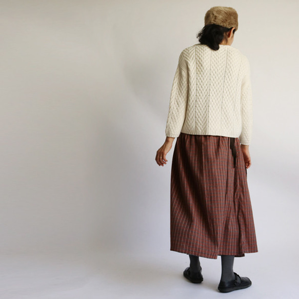 SALE　ウエストsize自由自在  cotton100%チェック柄 巻きスカート F72C 8枚目の画像