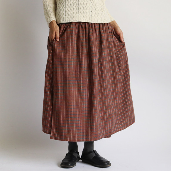 SALE　ウエストsize自由自在  cotton100%チェック柄 巻きスカート F72C 9枚目の画像