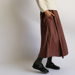 SALE　ウエストsize自由自在  cotton100%チェック柄 巻きスカート F72C 10枚目の画像