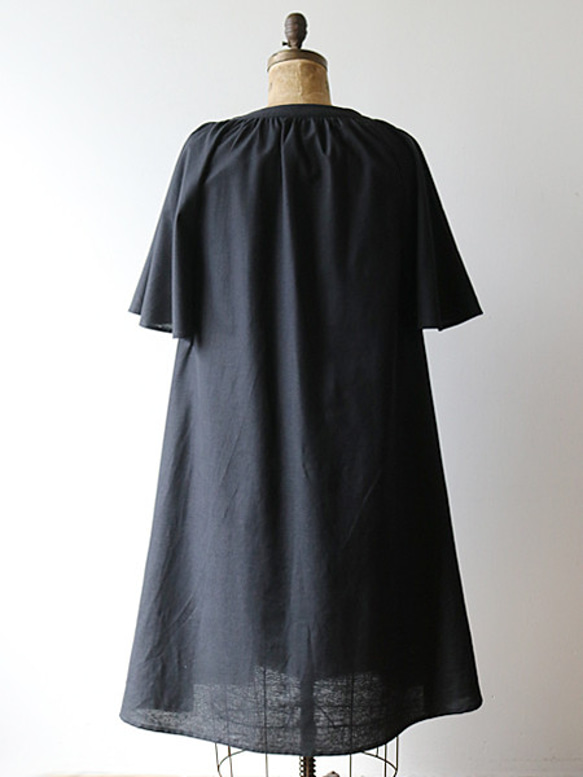 SALE１１２cm丈 ガーゼ織り コットン100％ ベル袖 ふんわり ワンピースF99B 8枚目の画像