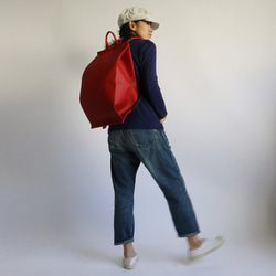 SALE 上質 シュリンクPUレザー リュック サック ペーパー バッグ（紙袋）デザイン W95A 7枚目の画像