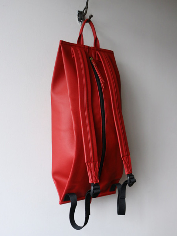 SALE 上質 シュリンクPUレザー リュック サック ペーパー バッグ（紙袋）デザイン W95A 10枚目の画像