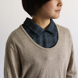 anvaiオリジナル 織り柄デニムでつくる 2way レイヤードスタイルが楽しめる 付け襟  D50C 3枚目の画像