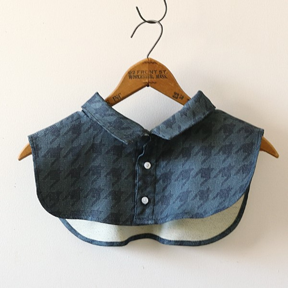 anvaiオリジナル 織り柄デニムでつくる 2way レイヤードスタイルが楽しめる 付け襟  D50C 6枚目の画像