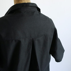 春PRICEガーゼ織コットン100％ 七分袖スキッパーシャツ燕尾裾 ゆったり身幅 ブラック D70B 7枚目の画像