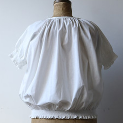 GW*PRICE　紗織りコットン100％生地 繊細ギャザー ふんわりパフ袖　ブラウス ホワイト K71A 7枚目の画像
