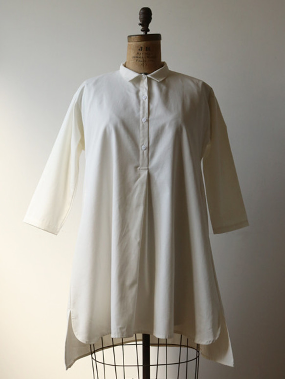 ラスト1点　春Price  ロイヤルオックスフォードコットン100％　ななこ織り　ロングシャツ 襟付き 長袖 K97 7枚目の画像