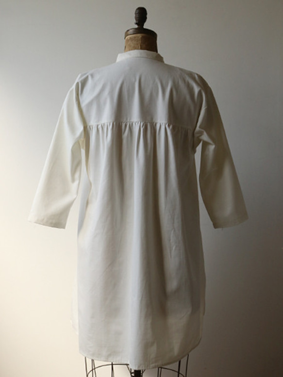 ラスト1点　春Price  ロイヤルオックスフォードコットン100％　ななこ織り　ロングシャツ 襟付き 長袖 K97 8枚目の画像