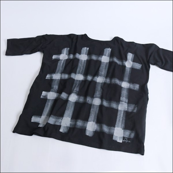 春PRICE　手描ARTワイド プルオーバー Tシャツ厚地 度詰め天竺Cotton100％カットソーR52D 6枚目の画像