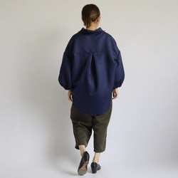 最終SALE   織柄×光沢生地 フォーマル＆カジュアル スキッパーシャツ 燕尾裾　ゆったり身幅 R84C 7枚目の画像