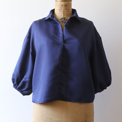 最終SALE   織柄×光沢生地 フォーマル＆カジュアル スキッパーシャツ 燕尾裾　ゆったり身幅 R84C 1枚目の画像