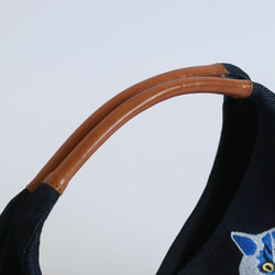 ラスト1点！夏SALE！anvaiオリジナル刺繍ねこ猫ネコ縫いトートバッグ インディゴデニム×レザーハンドルP68C 7枚目の画像