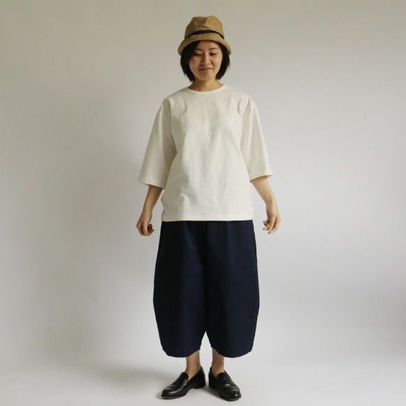 ラスト1点！■夏夏SALE■オーガニック コットン  しっとりやわらかな Tシャツ 透け感なし 五分袖 B53A 1枚目の画像