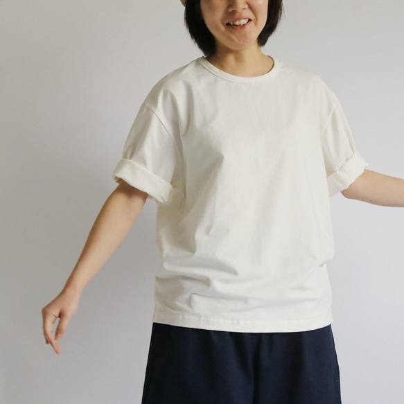 ラスト1点！■夏夏SALE■オーガニック コットン  しっとりやわらかな Tシャツ 透け感なし 五分袖 B53A 3枚目の画像