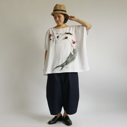 夏SALE！手描ART 「港猫」厚地 度詰め天竺 ワイド プルオーバー Tシャツ B65E 8枚目の画像