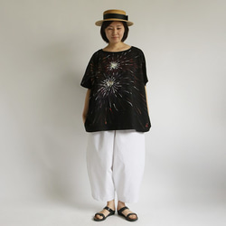 GW*PRICE  ■手描き ART ワイド プルオーバー Tシャツ 厚地 度詰め 天竺 Cotton100％ B66F 4枚目の画像