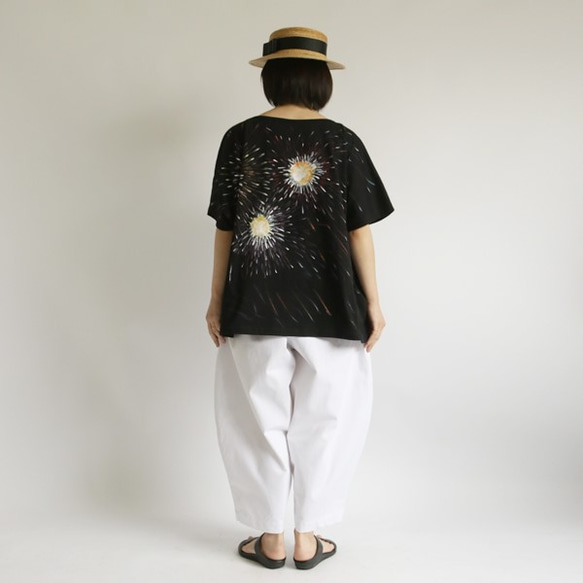 GW*PRICE  ■手描き ART ワイド プルオーバー Tシャツ 厚地 度詰め 天竺 Cotton100％ B66F 6枚目の画像