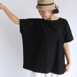 夏到来SALE！！ ジャージ織り ストレッチ　デニム  プルオーバー シャツ 半袖 横斜め伸縮 ブラック B73B 5枚目の画像