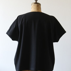 夏到来SALE！！ ジャージ織り ストレッチ　デニム  プルオーバー シャツ 半袖 横斜め伸縮 ブラック B73B 9枚目の画像