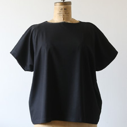 夏到来SALE！！ ジャージ織り ストレッチ　デニム  プルオーバー シャツ 半袖 横斜め伸縮 ブラック B73B 10枚目の画像