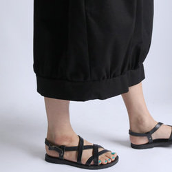 最終SALE‼80cm丈ナチュラル コットン 裾ギャザーゆったりバルーン 夏のスカート ブラックB76C 4枚目の画像