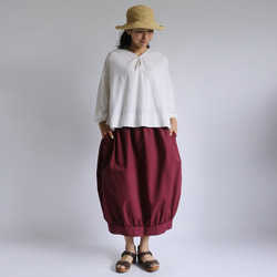最終SALE‼  80cm丈ナチュラル コットン 裾ギャザーゆったりバルーン 秋色スカート B76D 1枚目の画像