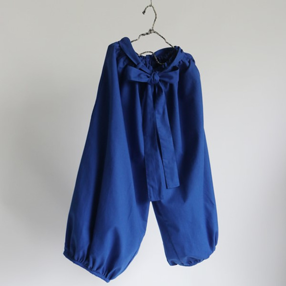 ●最終PRICE●８５ｃｍ丈ナチュラル コットン100％リボン 裾ギャザー夏の ボール バレル パンツ H27E 2枚目の画像