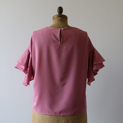 ●最終PRICE●涼やか とろみ素材 ラッフル袖 プルオーバー シャツ ブラウス 半袖 ピンク  H37E 10枚目の画像