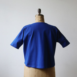 ●最終PRICE●コットン１００％ 鹿の子編み 生地 涼やか ゆったり 丸首 ポロシャツ カットソ ブルー  H83A 10枚目の画像