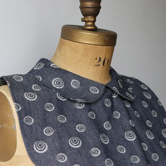 秋準備PRICE‼■コットン100％ 織柄デニム でつくる レイヤードスタイルが楽しめる 付け襟 E79E 4枚目の画像