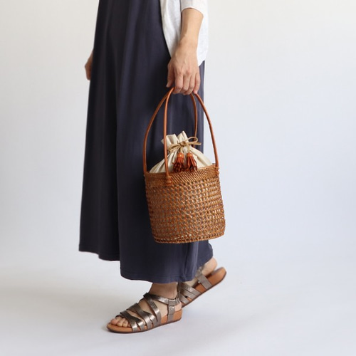 ラスト1。最終SALE「手編む鞄」アタかごバッグ トート バスケット