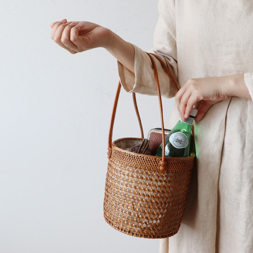 ラスト1。最終SALE「手編む鞄」アタかごバッグ トート バスケット