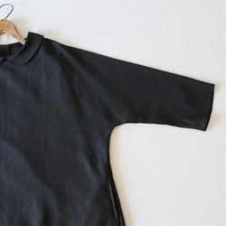 【秋PRICE】ラスト１点！フォーマルにも使えるリネン麻レーヨン素材 丸襟 エッグライン ワンピース黒 結婚式 F73A 7枚目の画像