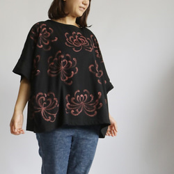 ●10/31まで【秋PRICE】天竺コットン100％手描きARTワイド ポンチョ ビッグシルエット TシャツF66 3枚目の画像