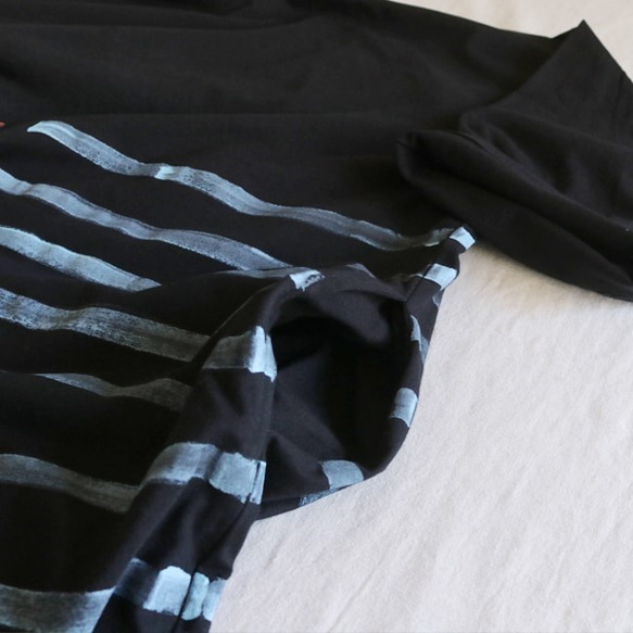 ●秋準備PRICE 天竺コットン100％ 手描きART ゆったりTシャツ ワイド チュニック ワンピース F67A 6枚目の画像