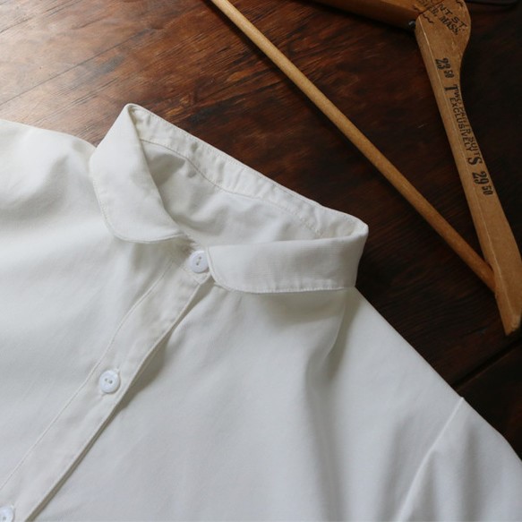 ◆秋の装いPRICE◆ラスト１点！オックスフォード コットン100％ナチュラル ロングシャツ羽織り前開きコート白H26A 3枚目の画像