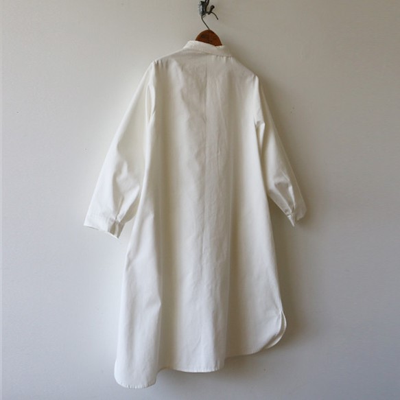 ◆秋の装いPRICE◆ラスト１点！オックスフォード コットン100％ナチュラル ロングシャツ羽織り前開きコート白H26A 10枚目の画像