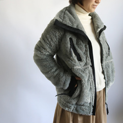 Xmas PRICE!!ラスト1点 エコ ファー立ち襟 ブルゾン ボア ジャケット