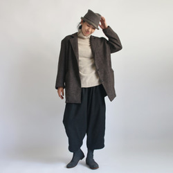 ウール100％ 羊毛 厚地 ほっこり暖か コート anvai オリジナル マニッシュ ジャケット ブラウン G33 6枚目の画像