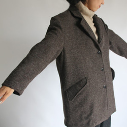 ウール100％ 羊毛 厚地 ほっこり暖か コート anvai オリジナル マニッシュ ジャケット ブラウン G33 7枚目の画像