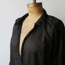 【 最終PRICE 】柔らかコットン100％スキッパー ロングシャツ ゆったりビックシルエット黒G71 3枚目の画像